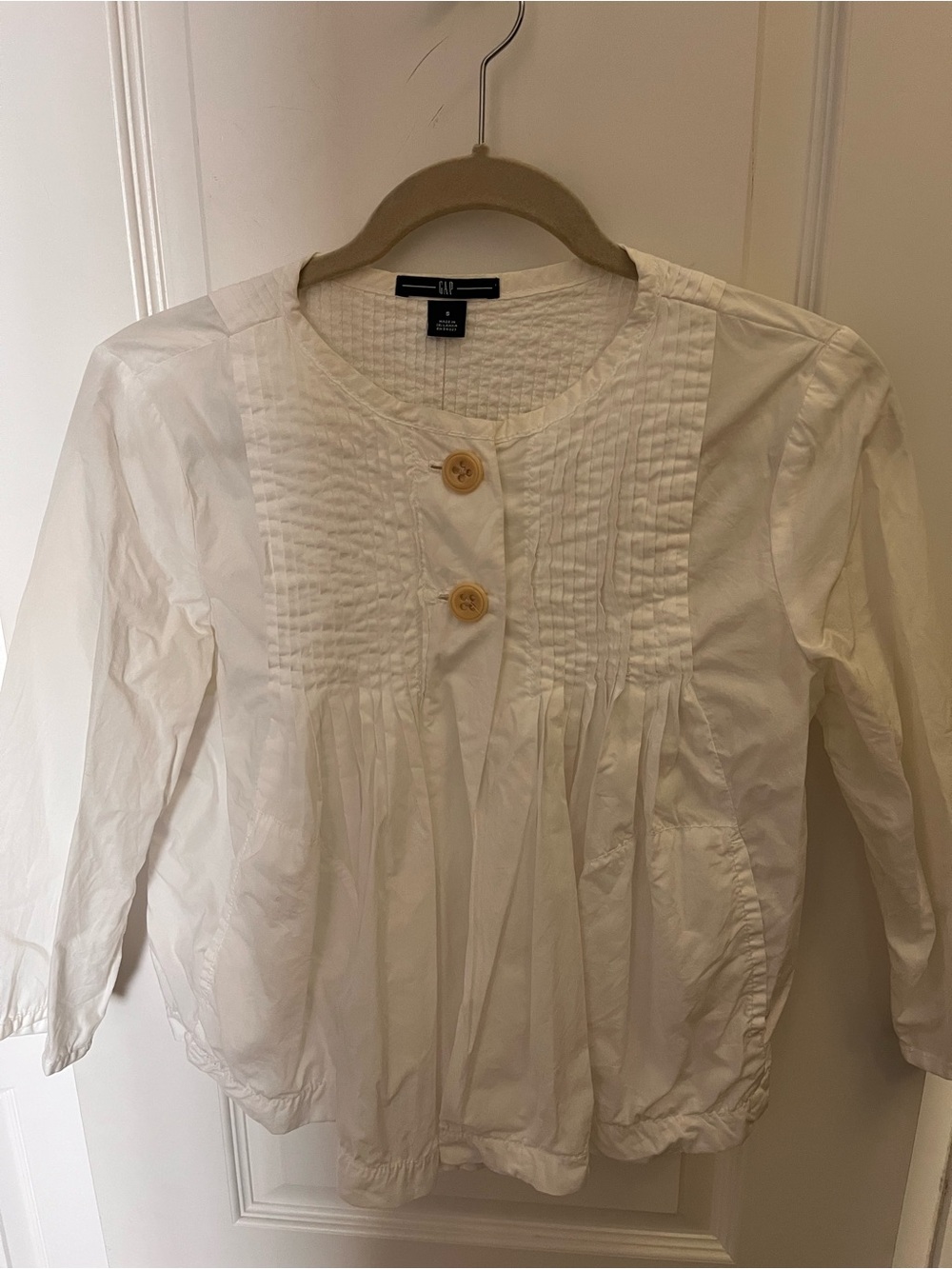 GAP White Girls' Pleated Button-Front Blouse